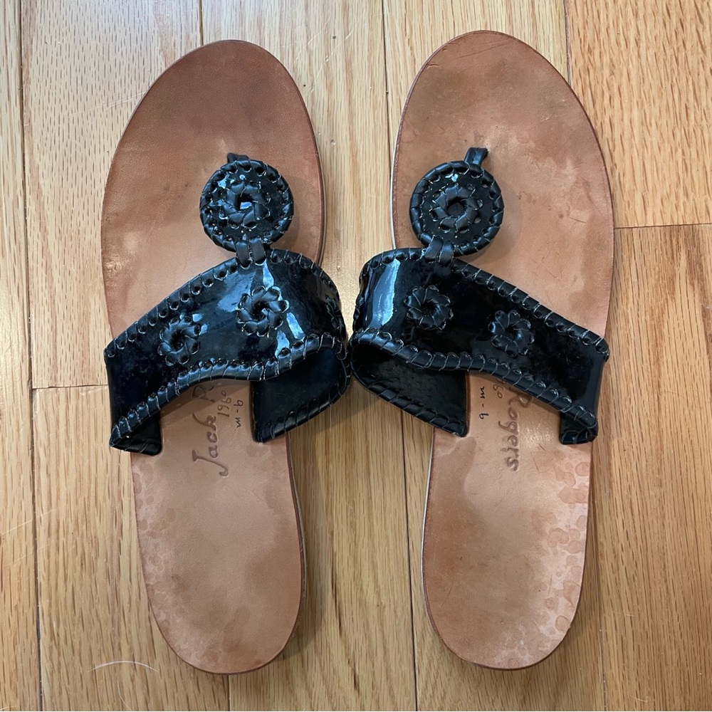 Jack Rogers Black Patent Leather size 9 Sandals
